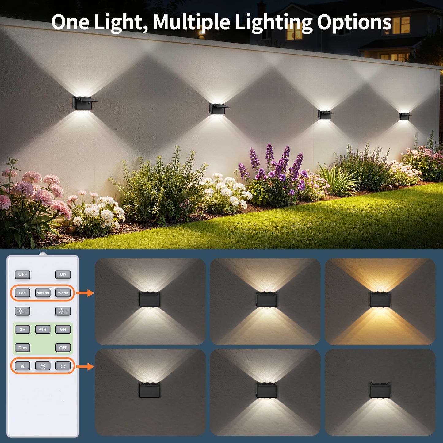 Intelamp Solar Wall Lights With Adjustable Outdoor LED Lighting