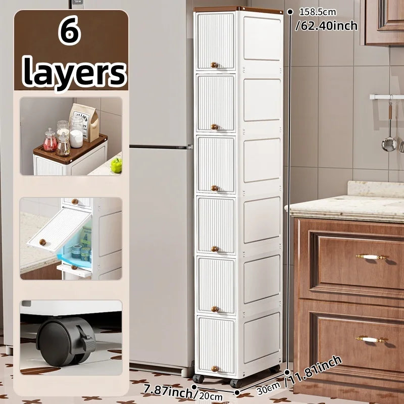 Rotating Flip Lid Narrow Storage Cabinet For Kitchen Bathroom
