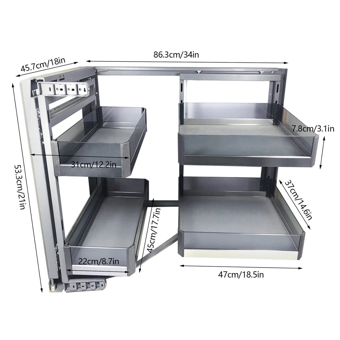 Two Tier Pull Out Cabinet Organizer With Adjustable Baskets