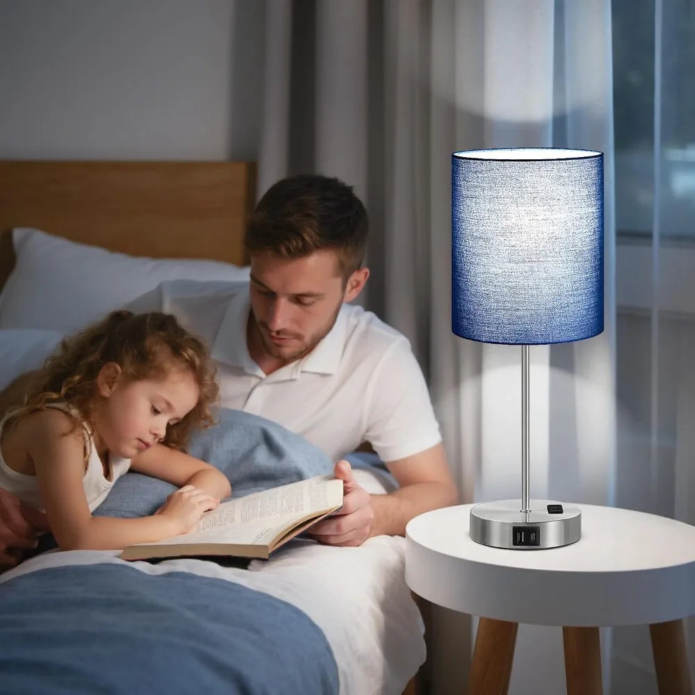 Touch Lamps for Nightstand Set of 2 - Bedside Table Lamps with Dual USB & AC Outlet, 3-Way Dimmable, 5000K Daylight Bulbs