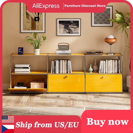 Metal Storage Cabinet TV Stand for Living Room and Office