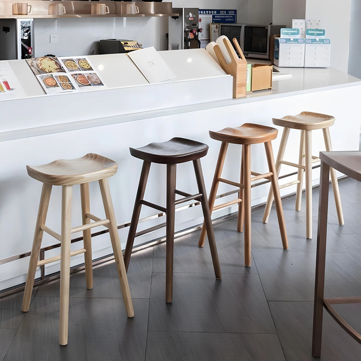 Modern Minimalist Solid Wood Bar Stool for Home and Business