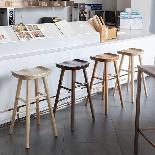 Modern Minimalist Solid Wood Bar Stool for Home and Business