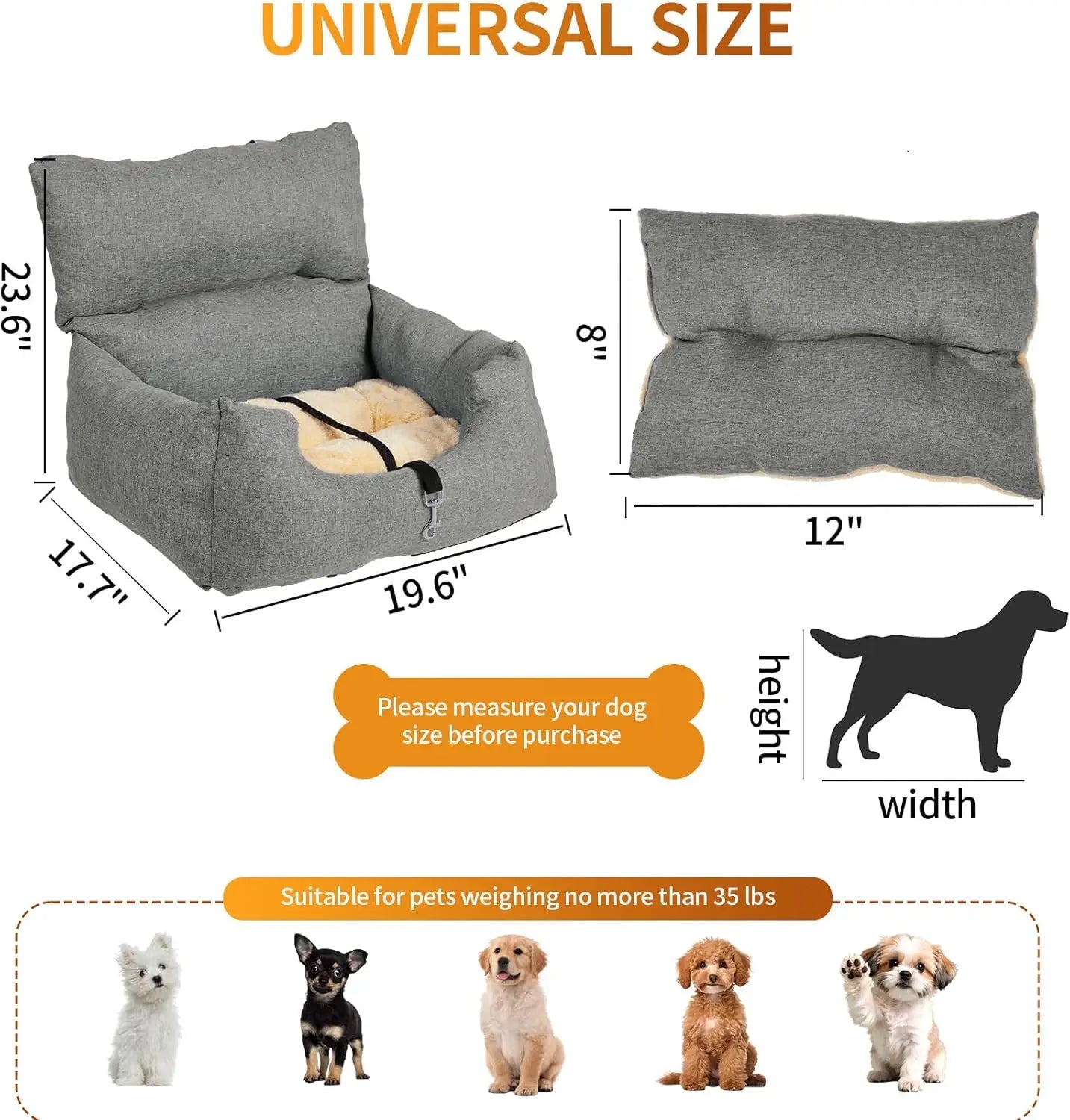 HiMISS Portable Dog Booster Car Seat Bed For Small Dogs