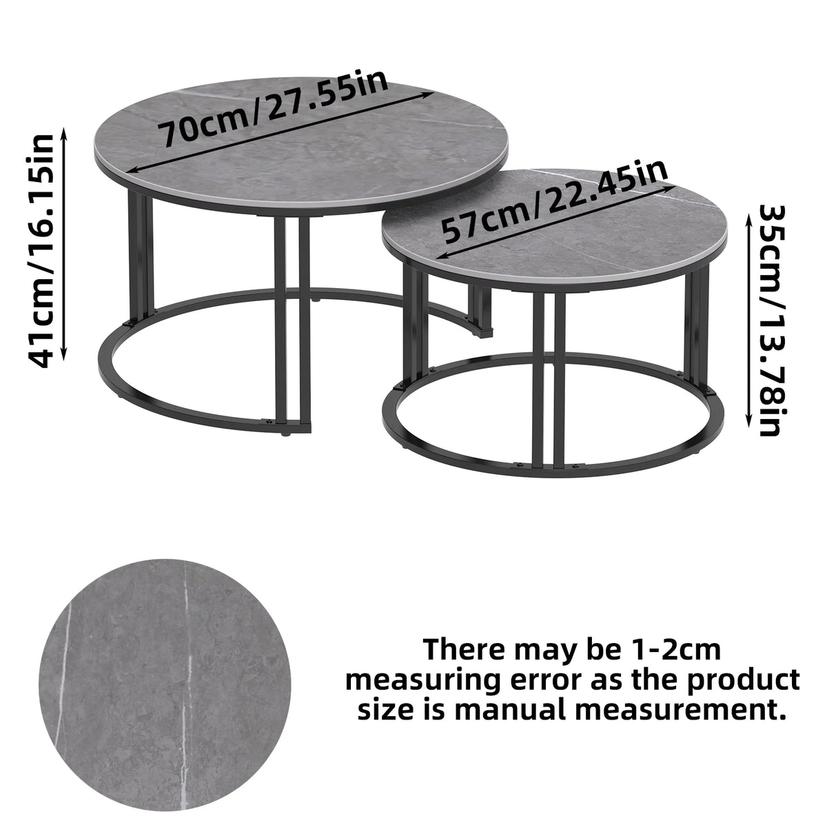 Modern Nesting Coffee Table Set With Marble Top Accent Tables