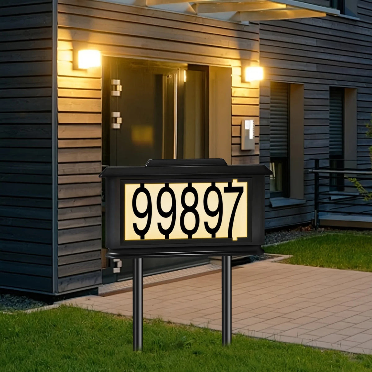 Solar Outdoor House Number Sign Light With LED Address Display