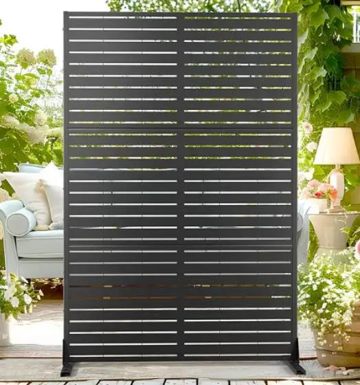 Hibest 3-Panel Freestanding Metal Privacy Screen Panel For Patio