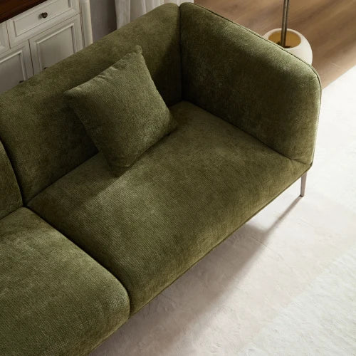 Minimalist Curved Sofa With Boucle Fabric And Solid Wood Frame