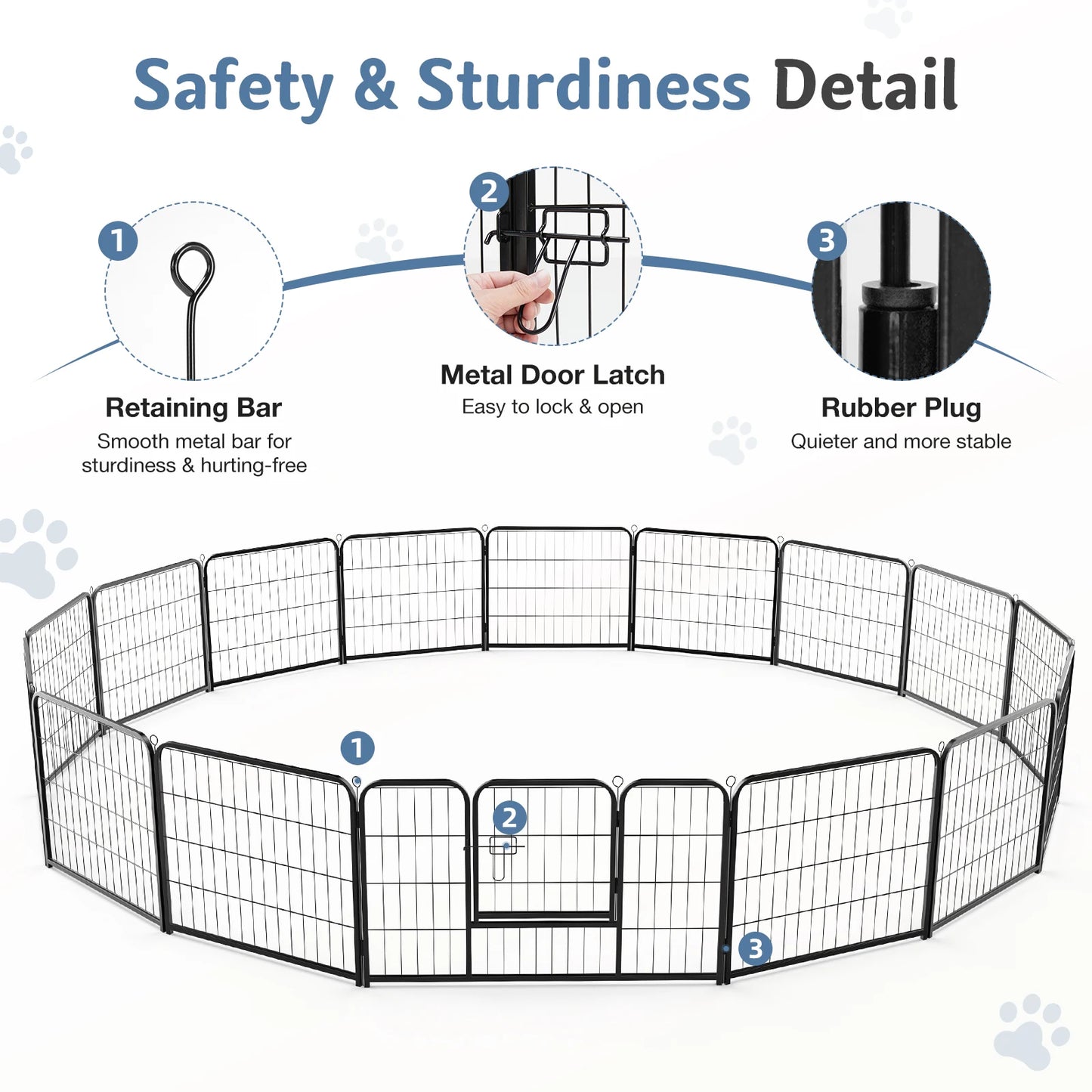JHK Foldable Dog Playpen Metal Fence For Outdoor Use