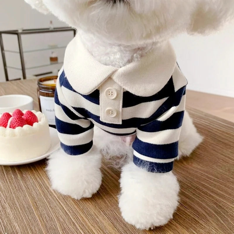Summer Polo Dog Shirt Bichon Frise Chihuahua Stripe Vest