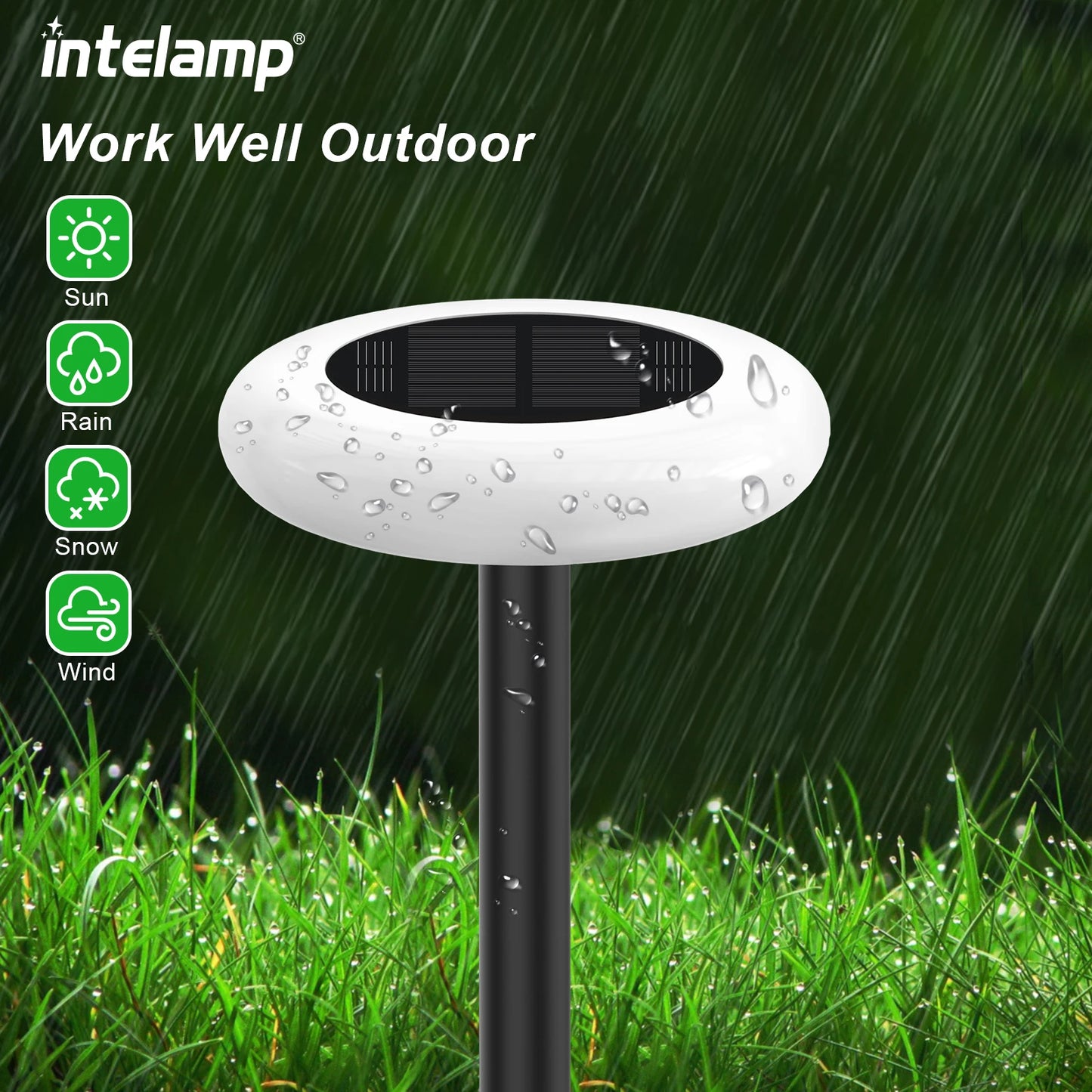Intelamp Solar Pathway Lights Outdoor Garden Lawn LED Lights