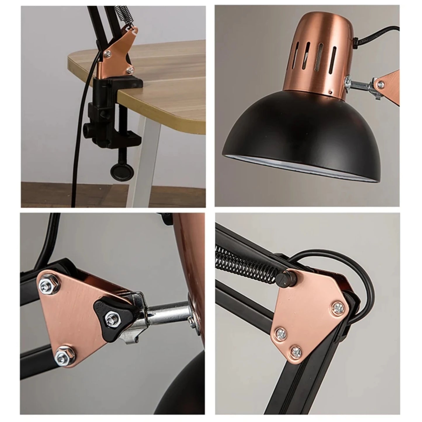 Vintage Folding Solar Desk Lamp With Clamp And Long Arm