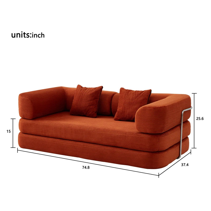 Floor Sofa Bed With Convertible Carpet Pillows And Enhanced Frame Stability