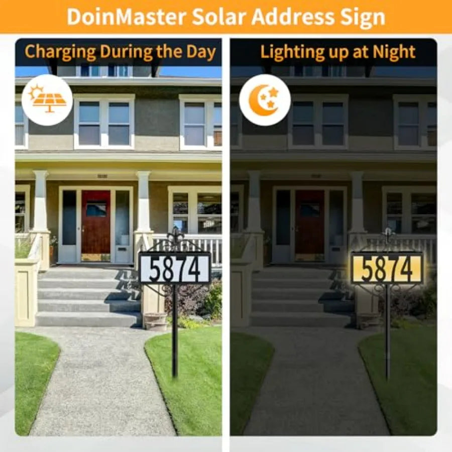 Metal Solar Address Signs For Yard With Custom House Numbers