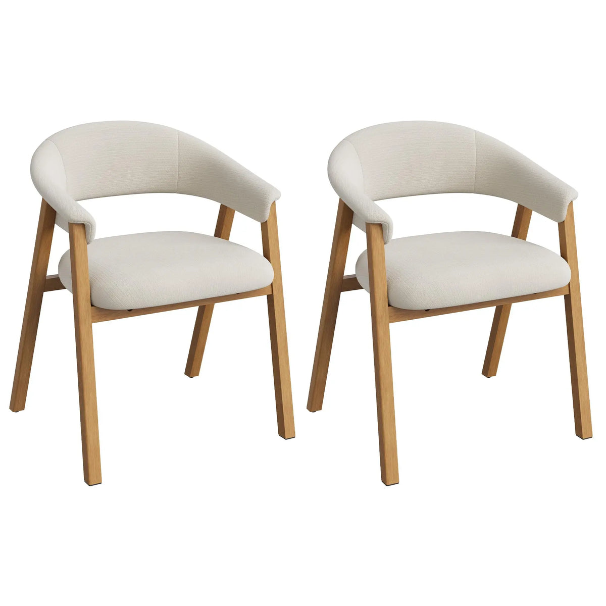 HiMISS Modern Barrel Dining Chairs With Arms Linen Upholstered