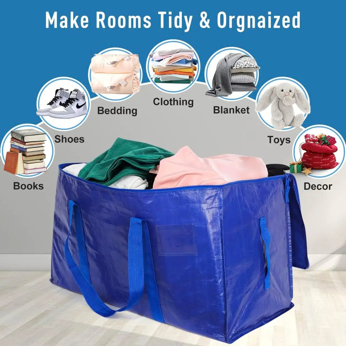 Heavy Duty Moving Storage Bags With Zippers And Carrying Handles
