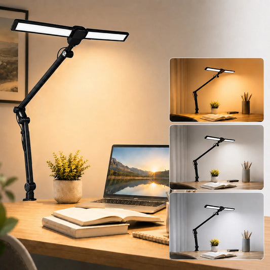 Dumiloo Adjustable Swing Arm Led Desk Lamp With Dimmable Clamp