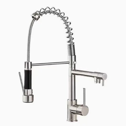 DQOK Brushed Spring Pull Down Kitchen Faucet Hot Cold Water