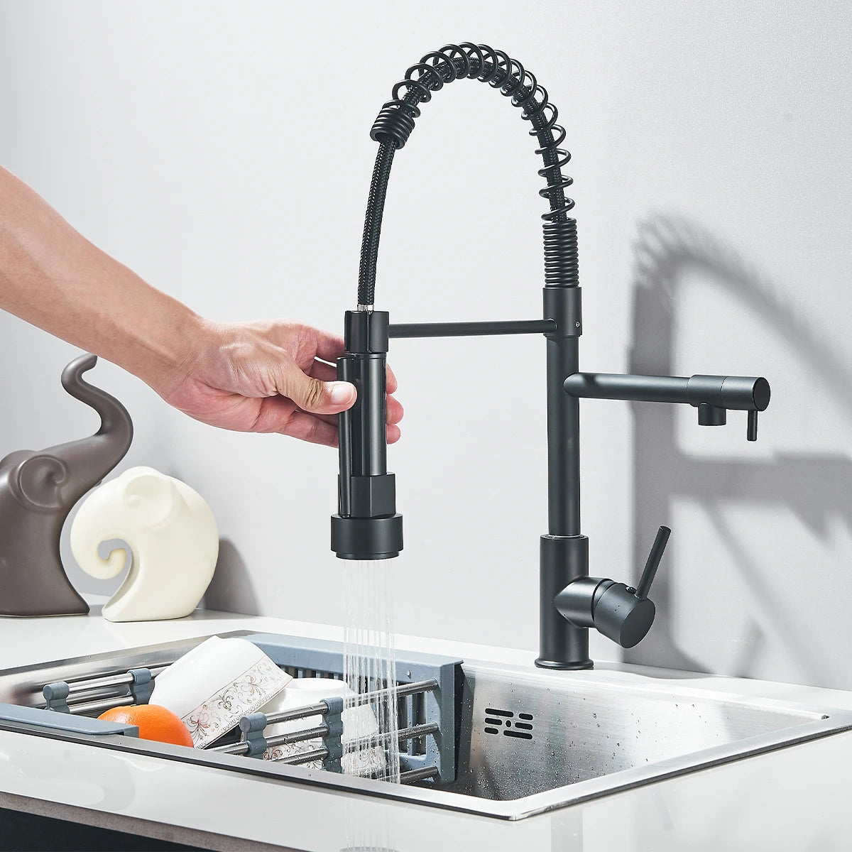Fmhjfisd Pull Down Kitchen Faucet Dual Spout 360 Degree Rotation