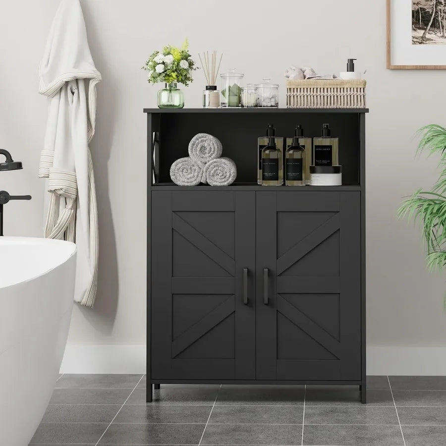 XIUWO Bathroom Storage Cabinet With Doors And Adjustable Shelves