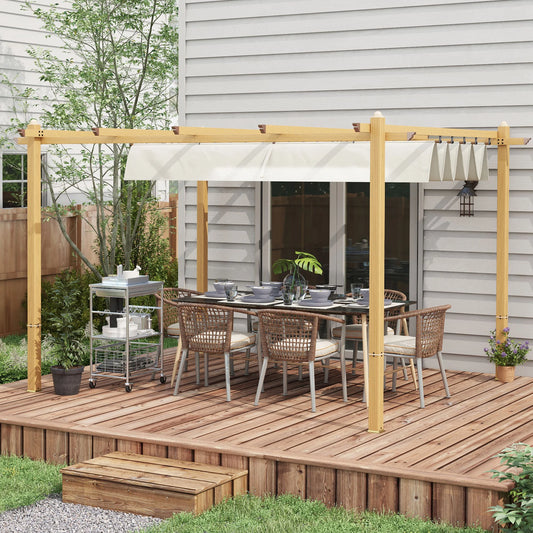 Retractable Pergola With Wood Grain Aluminum Frame