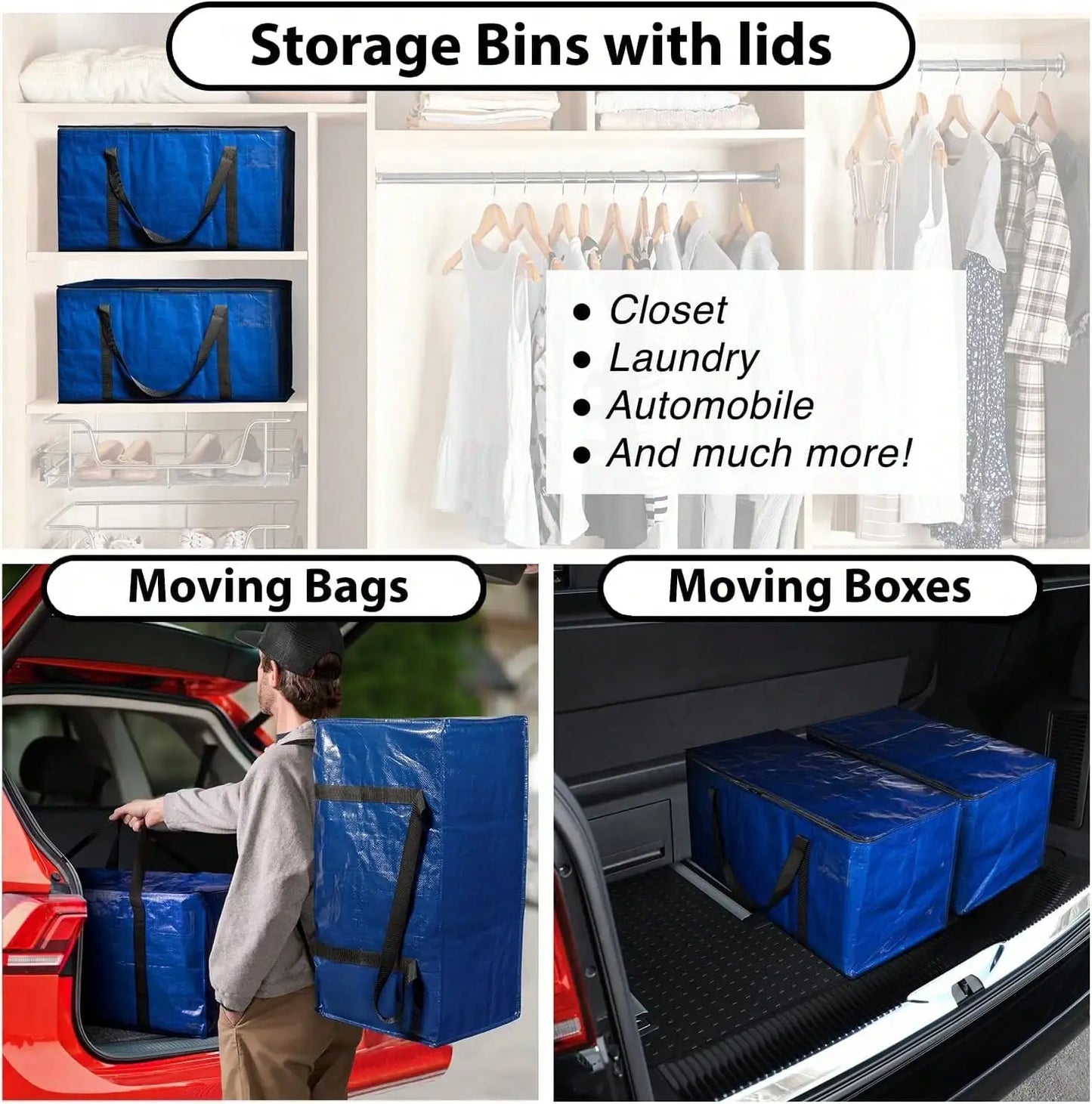 Heavy Duty Moving And Storage Bags With Backpack Straps Zippers And Handles
