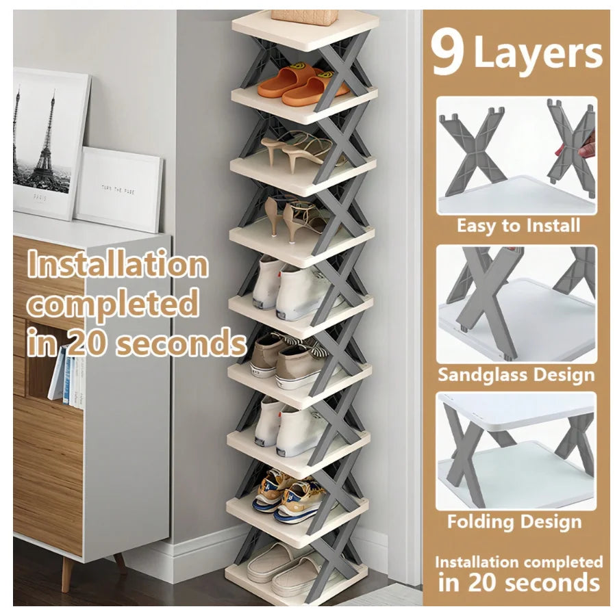 Multi Level Vertical Plastic Shoe Storage Organizer