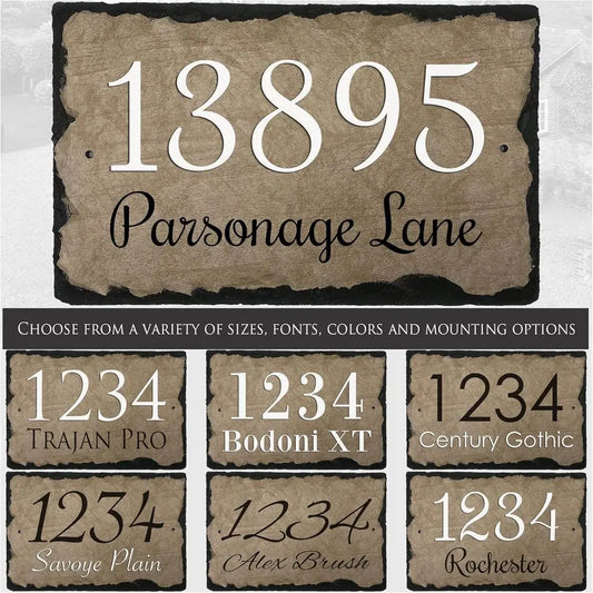 Customized Stone Address Plaque Outdoor House Number Sign Home Wall