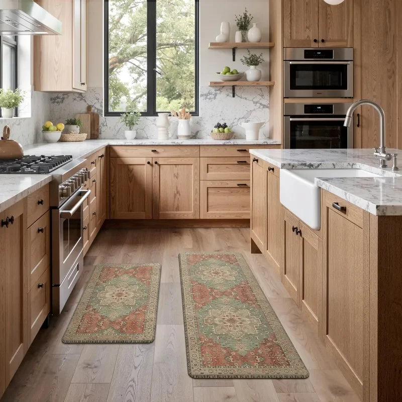 Wasable Anti Fatigue Kitchen Mats 2 Piece Striped Floor Cushioning