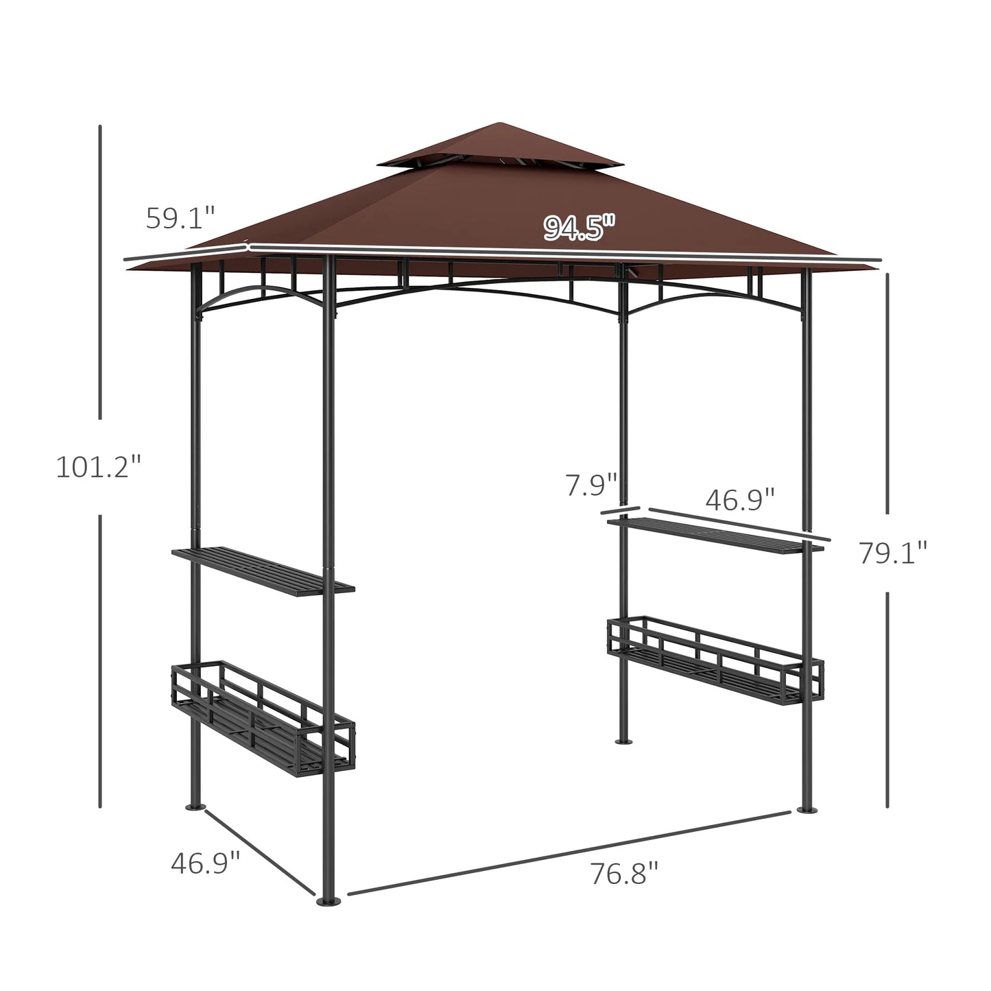 2 Tier Outdoor BBQ Gazebo Shelter for Grilling Sun Protection