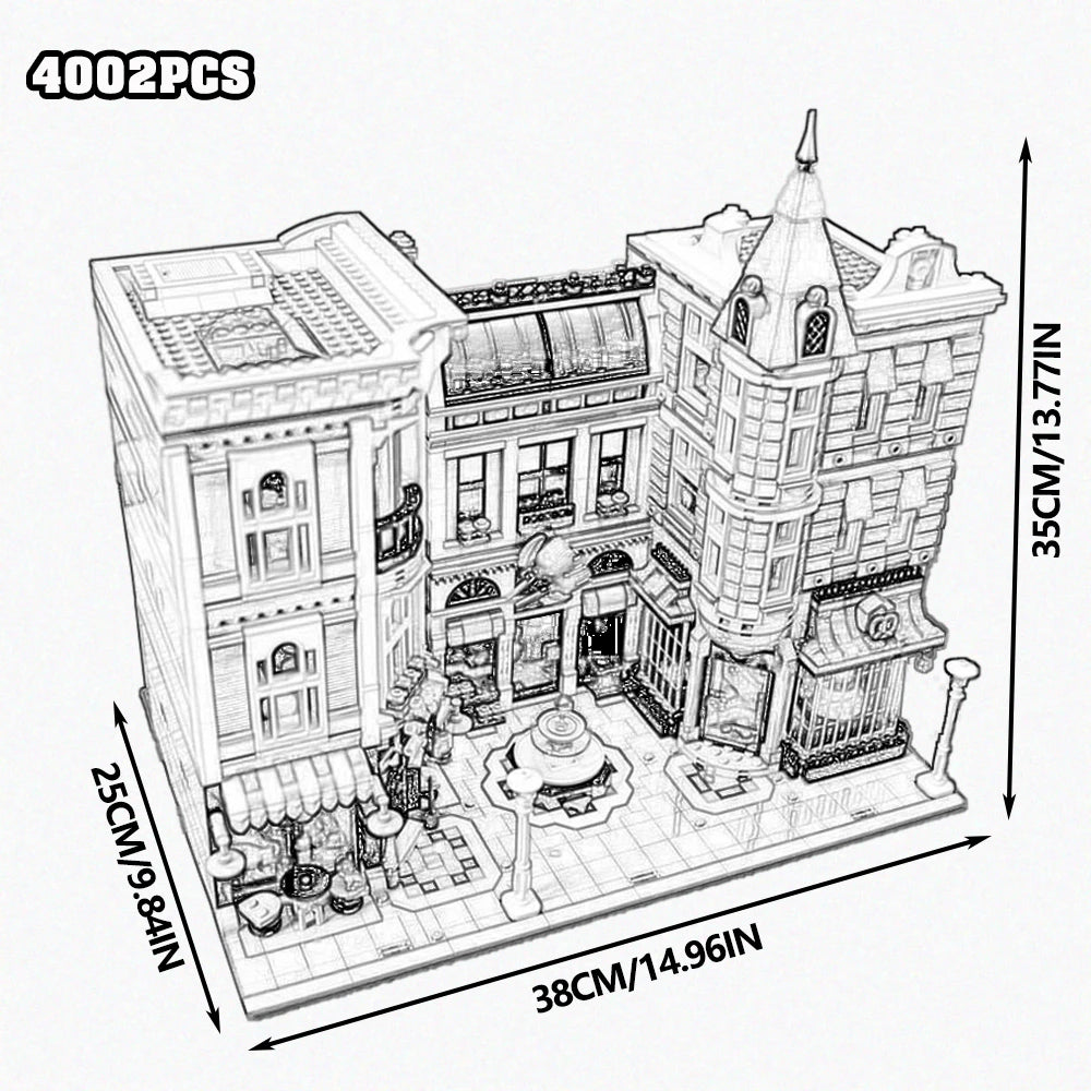 Downtown City Street View Building Blocks Set Assembly Square MOC