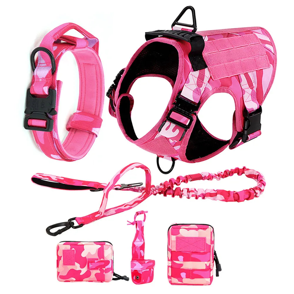 Military Camouflage Dog Harness Nylon Adjustable Vest For Training
