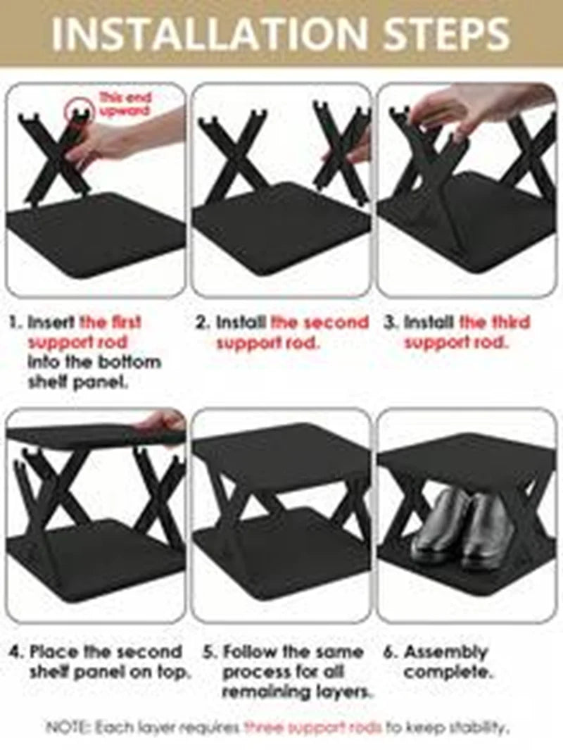 Multi Level Vertical Plastic Shoe Storage Organizer