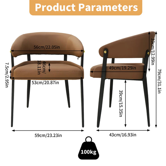 Set Of 2 Microfiber Leather Dining Chairs Upholstered Home Office