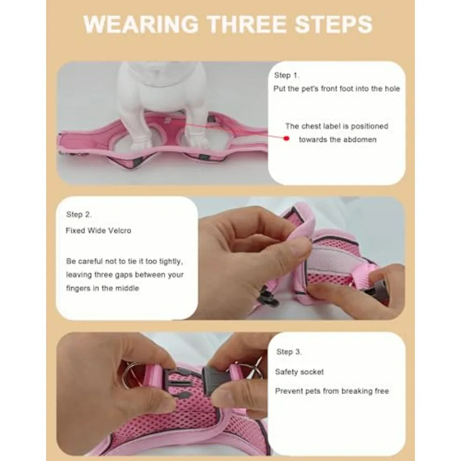 S Soft Mesh Dog Harness and Leash Set, No Escape Puppy Harnesses for Training Walking Reflective Adjustable Puppy Vest for Smal