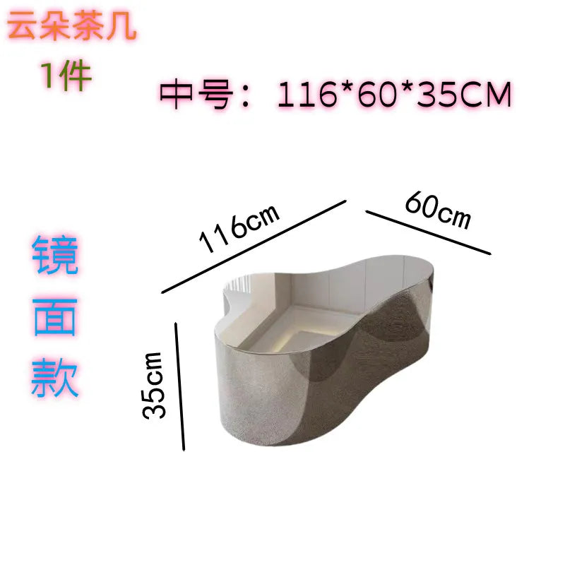 MDNG Modern Stainless Steel Coffee Table for Living Room Sealed Storage