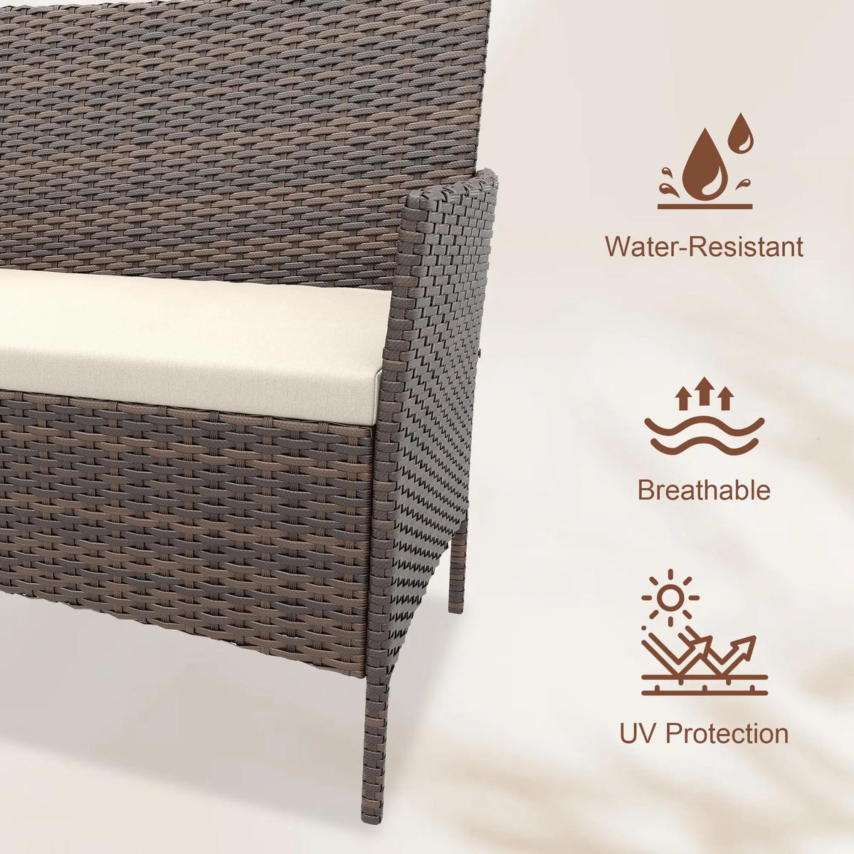 HiMISS Outdoor Rattan Patio Furniture Set With Cushions And Glass Table