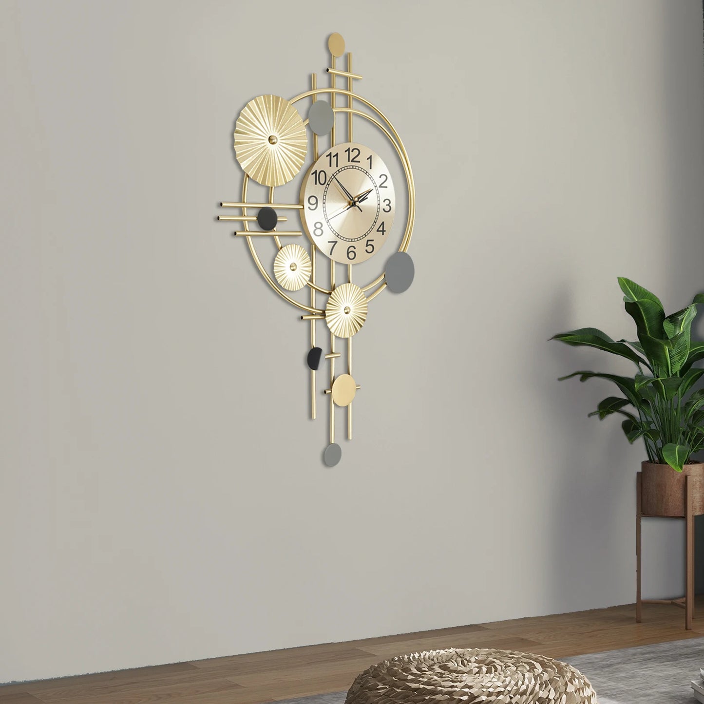 Decorative Art Wall Clock Silent Non Ticking For Living Room