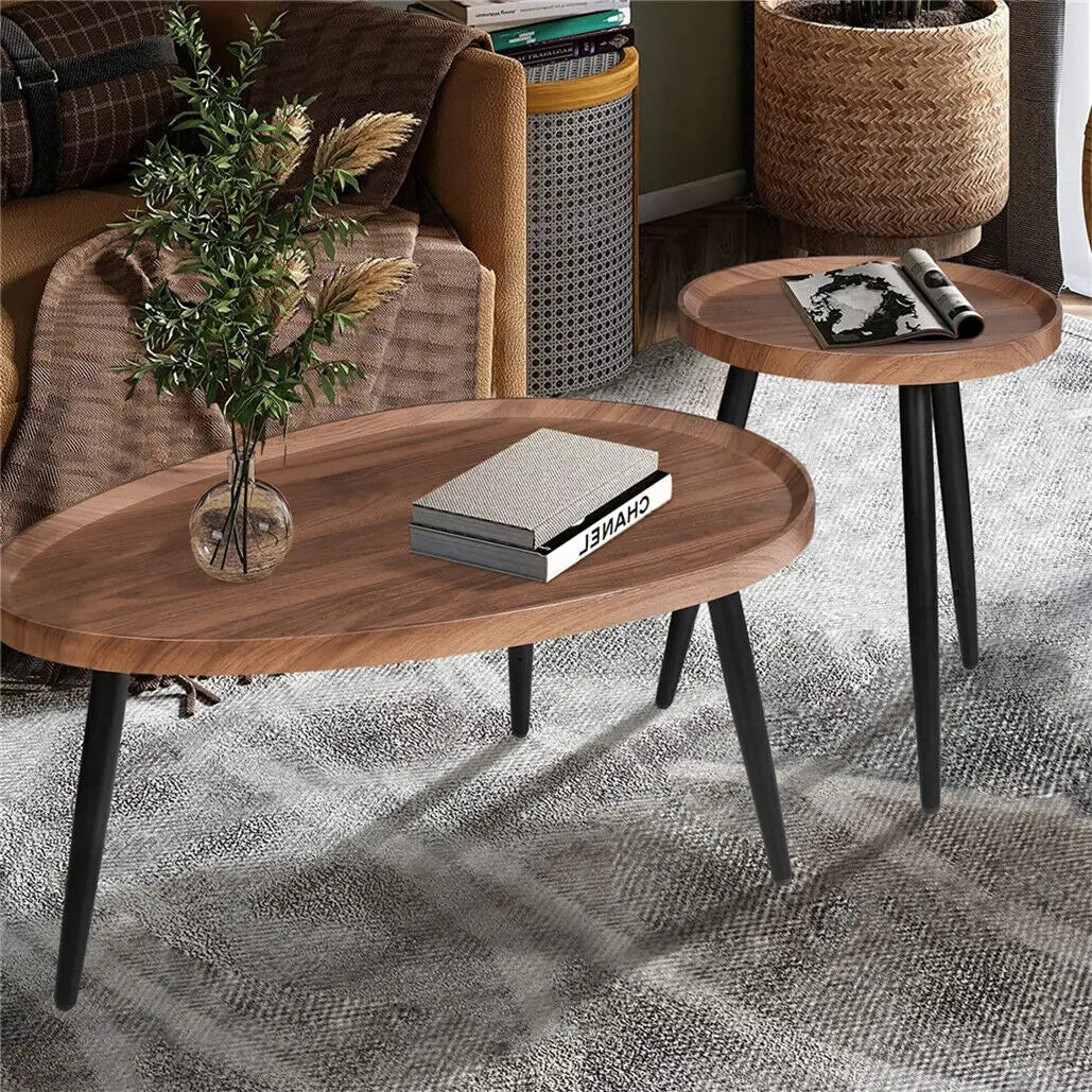 LUVODI Irregular Drop Shaped Coffee Table Set 2 In 1