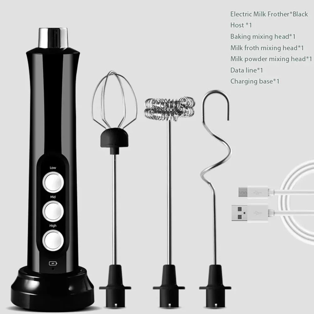 Stonego USB Rechargeable Milk Frother With Stainless Steel Whisk