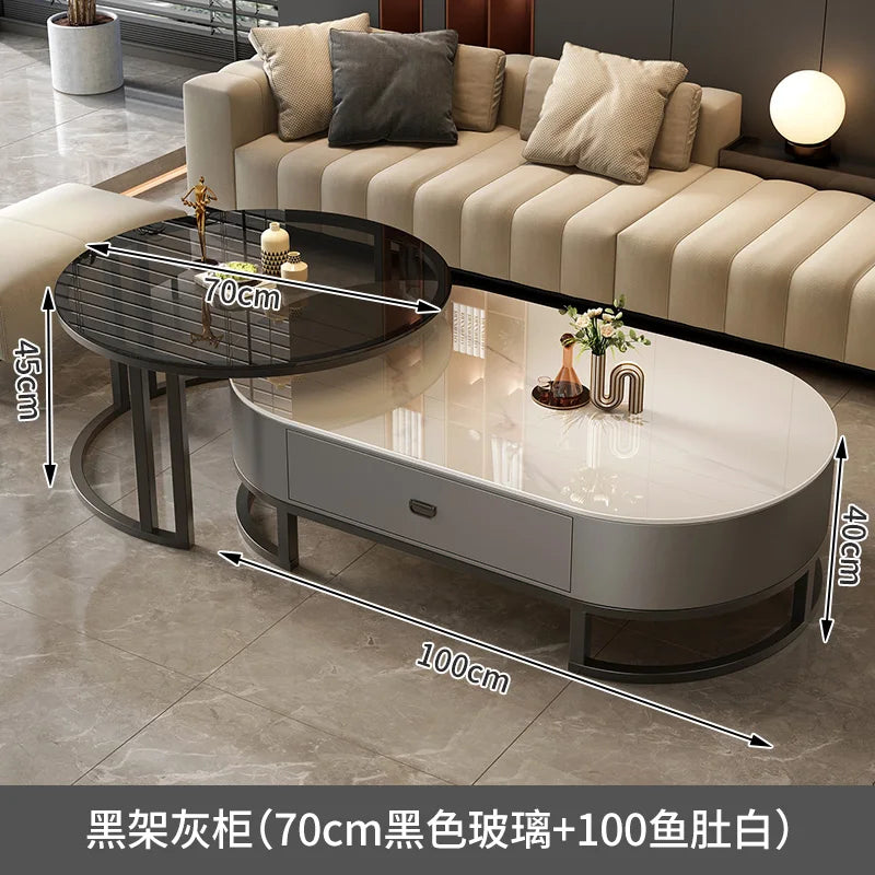 QWC Modern Nordic Wood Coffee Table With Built In Storage