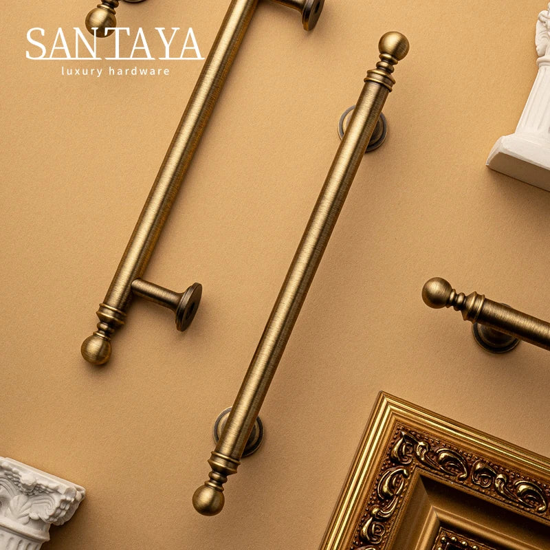 Santaya Antique Brass Cabinet Handles for Kitchen Drawers and Furniture