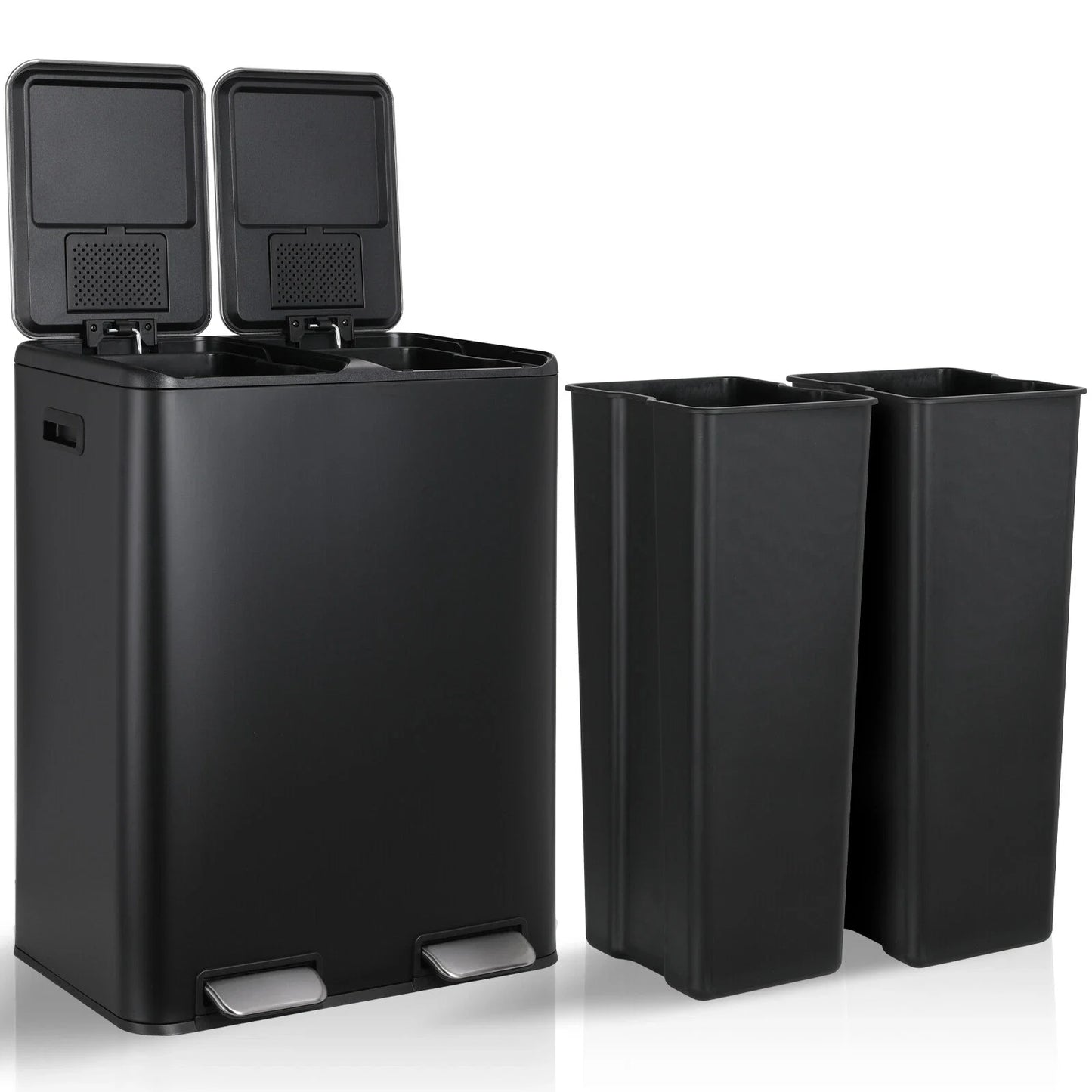 Stainless Steel Dual Trash Can With Built In Filter Box