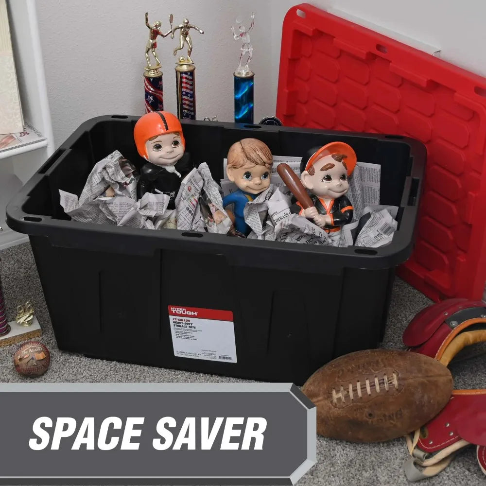 Heavy Duty Stackable Plastic Storage Tote With Snap Lid