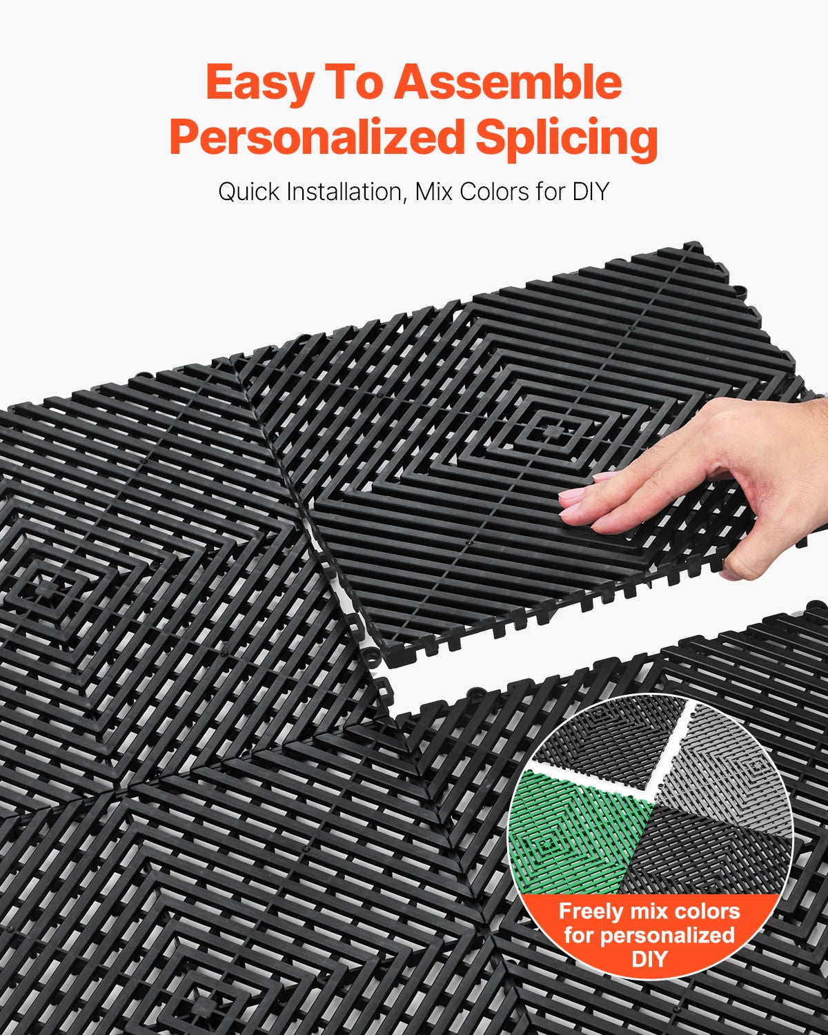 Interlocking Drainage Mat Non Slip PP Floor Tile Shower Mat