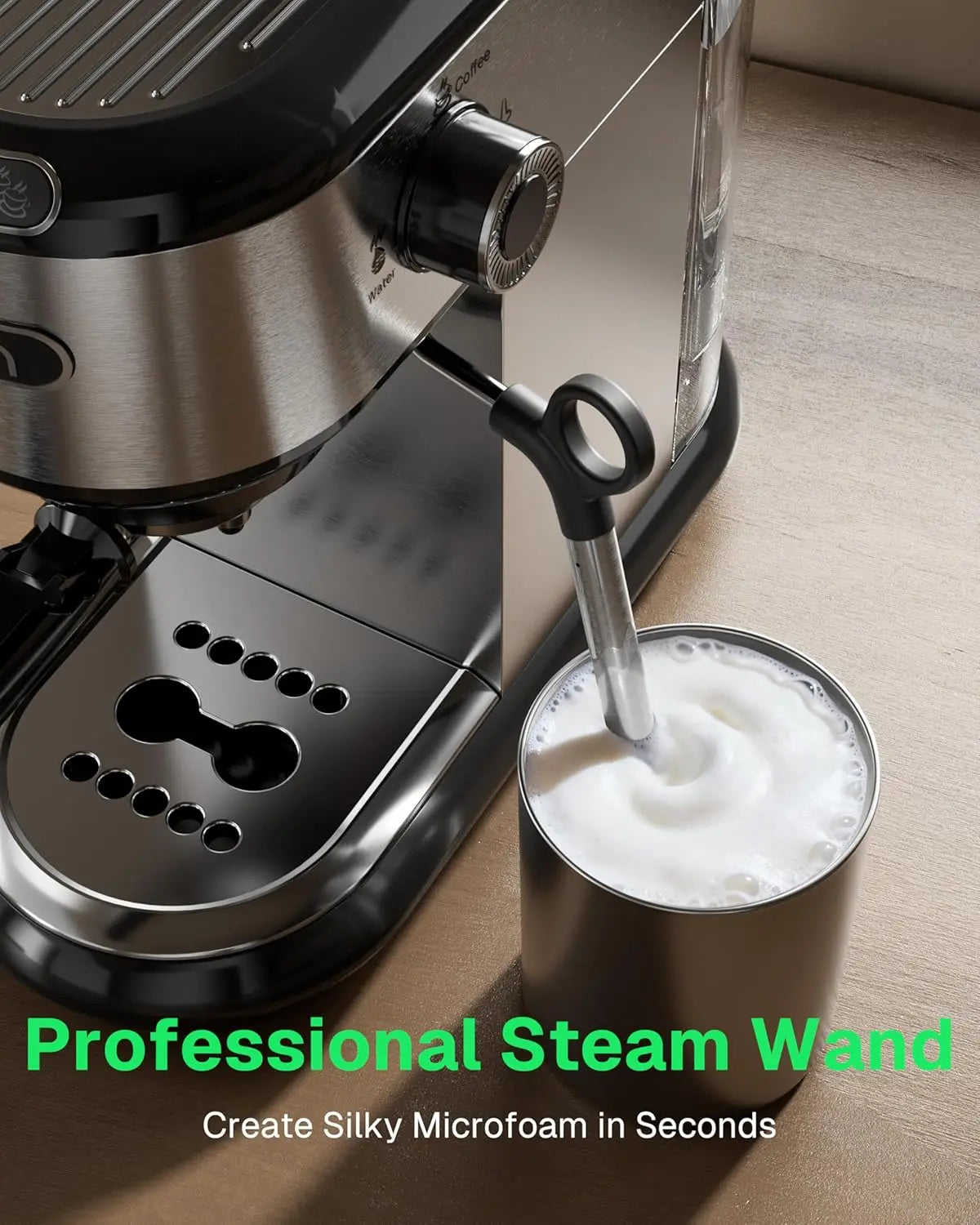 Xmsj 20 Bar Espresso Machine With Milk Frother And Stainless Steel Finish