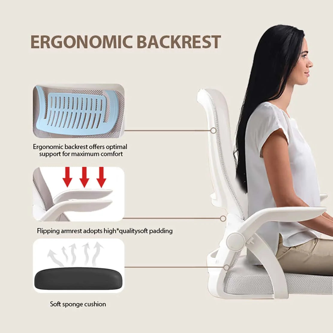 Office Chair Ergonomic Mesh Swivel Chair With Flip Up Arms