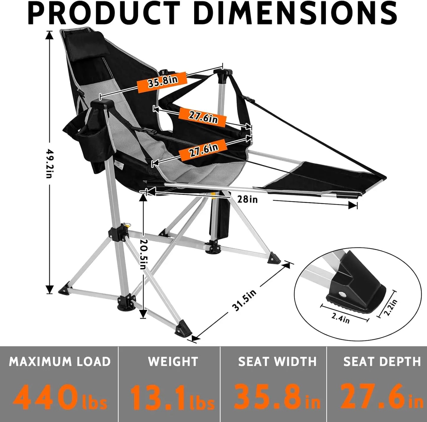 Two Pack Aluminum Hammock Chair With Footrest Portable Folding Swing Chair