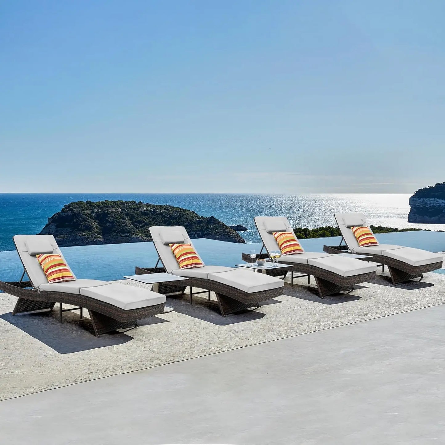 GUOHE Wicker Chaise Lounge Chairs Outdoor Patio Set of 4