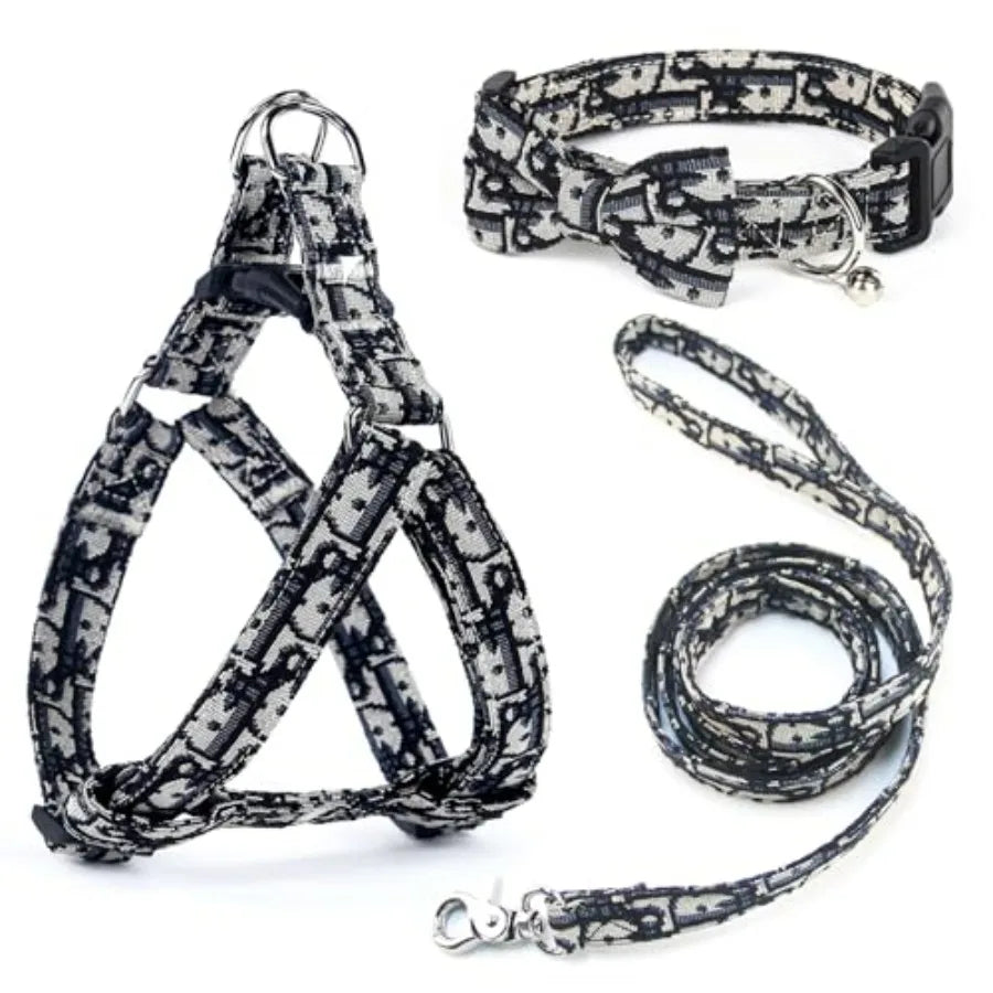 Dog Collar And Harness Set With Leash No Pull Easy Walking